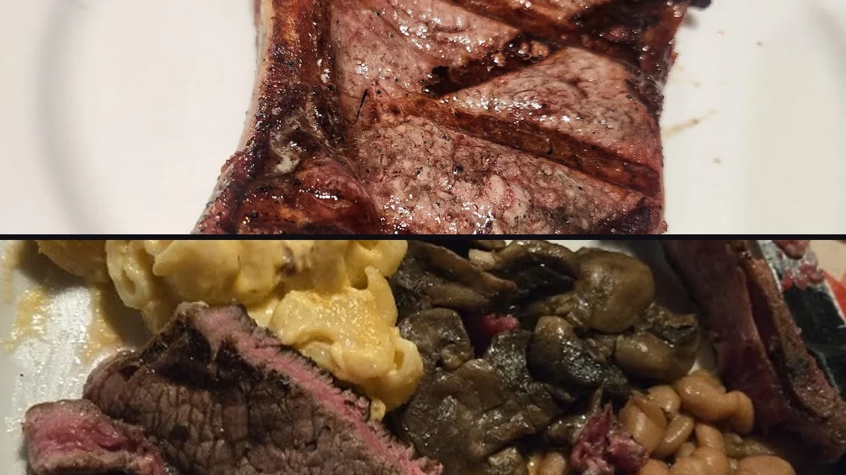 Comfort food presentation on plain tabletop settings.